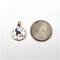 VTG 10k Yellow Gold Hoffman Pennsylvania Dutch Hex Distelfink Enamel Pendant